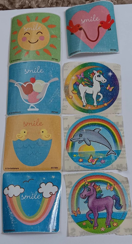 Smile Makers, Smile Stickers And 3 Glitter, Lot Of8