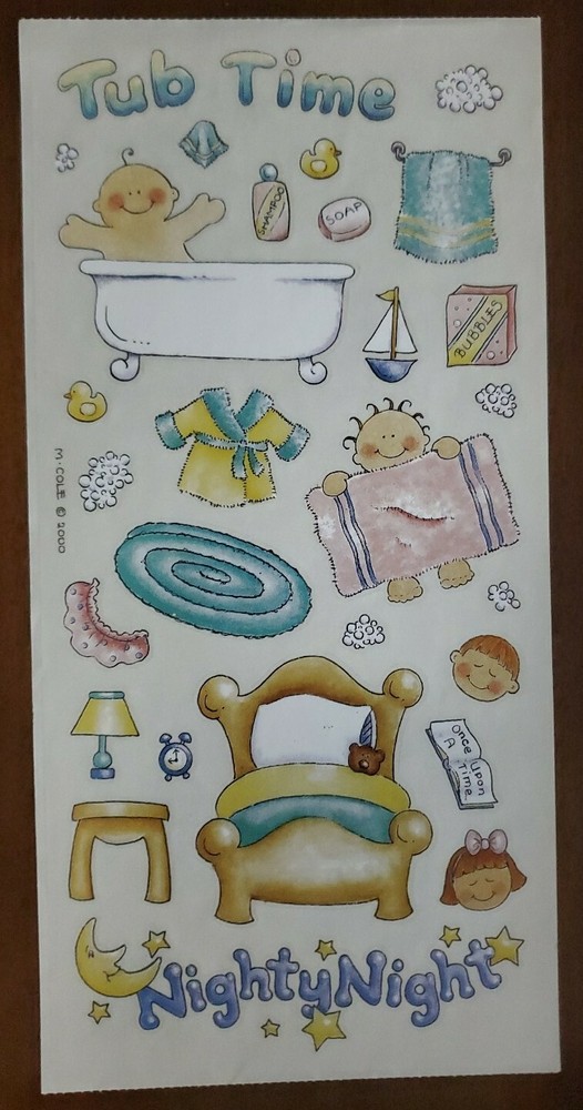 Provo Craft Scrapbooking Stickers by M. Cole, TUB & NIGHT TIME, large sheet