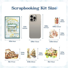 54 Sheet Scrapbooks Supplies Kit, Precut Pet/Washi Stickers, Street Landscape Ju