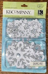 K&Company Very Merry Snowflakes Layered Accents Glitter Silver & White Scrapbook