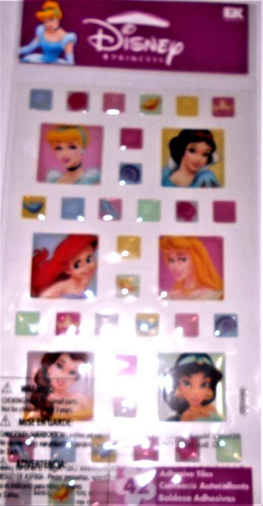 Disney Princess Ariel Jasmine Belle Aurora Snow Adhesive Tiles Epoxy Stickers