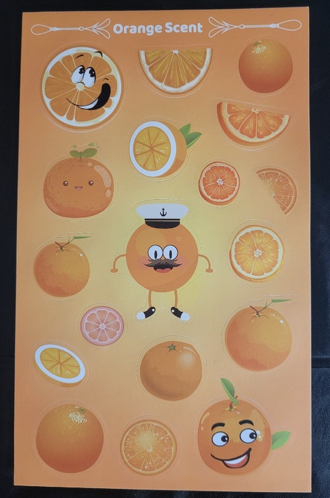 scratch and sniff stickers NEW sheet HORIECHALY Orange