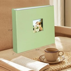 1DOT2 12×12 Scrapbook Photo Album 3-Ring DIY Journal Sage Green Fabric Cover