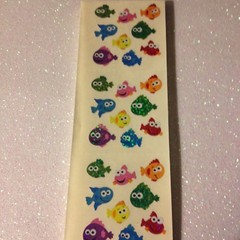 1 SHT (3 sqs) SANDYLION VINTAGE PRISMATIC STICKERS RARE FISH SEA GOOGLE EYE FISH