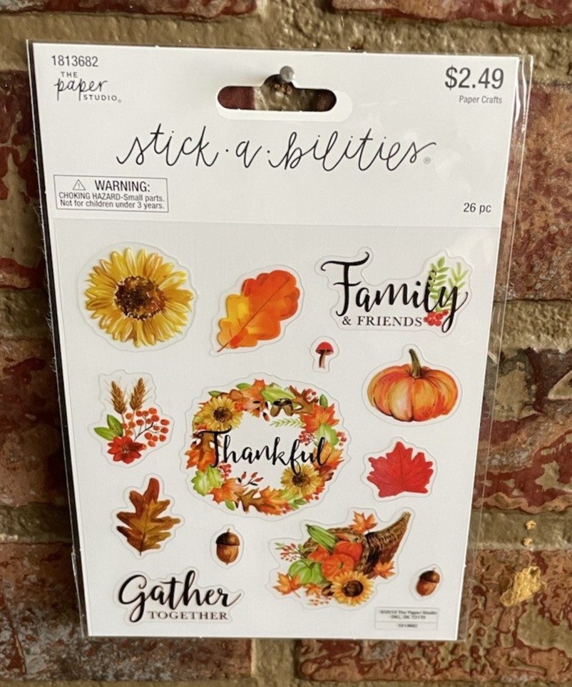 THE PAPEPR STUDIO STICK A BILITIES FAMILY & FRIENDS THANKFUL FALL STICKERS – NEW