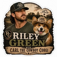 Riley Green & Carl The Cowboy Corgi Sticker/Country/Country Music