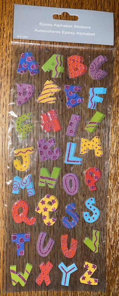 Recollections Colorful Epoxy Alphabet Letters 2 Sheets Card Scrapbook Sticker 3D