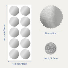 2 inch Round Silver Foil Stickers for Embossing 200 Pcs Blank Self Adhesive No