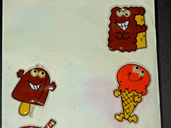 Vintage Googly Eye Puffy Stickers Partial Sheet of 6 Food Sweets READ