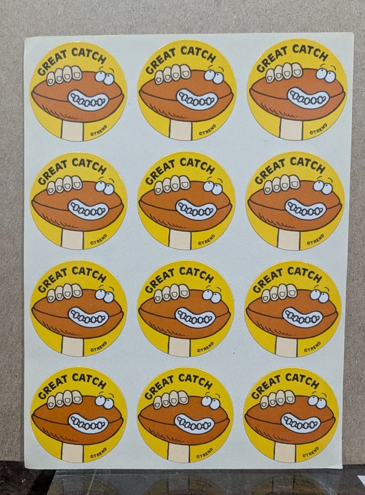 Vintage GLOSSY Trend Great Catch Leather FOOTBALL Scratch & Sniff Sticker Sheet