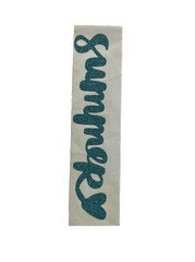 BLUE GLITTERED “SUMMER” W/a Heart Sticker(1pc)Sun•Summer Break•Cursive•Teal•Word