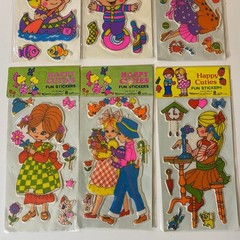 Vintage Happy Stickers & 1976 Imperial Happy Cuties Puffy Fun Stickers Set Of 12