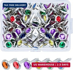 50Pcs Brads Metal Brad for Paper Crafts, Multicolor Crystal Paper Fastener in a