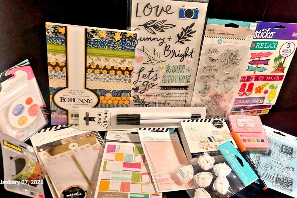 NEW Craft LOT Journal Treasure Scrap Book 15 Item Ephemera Paper Washi Stamp