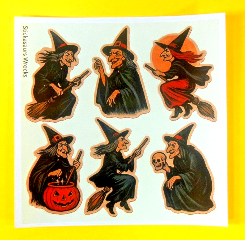 Vintage Style Halloween Witches Sticker Sheet Style 2