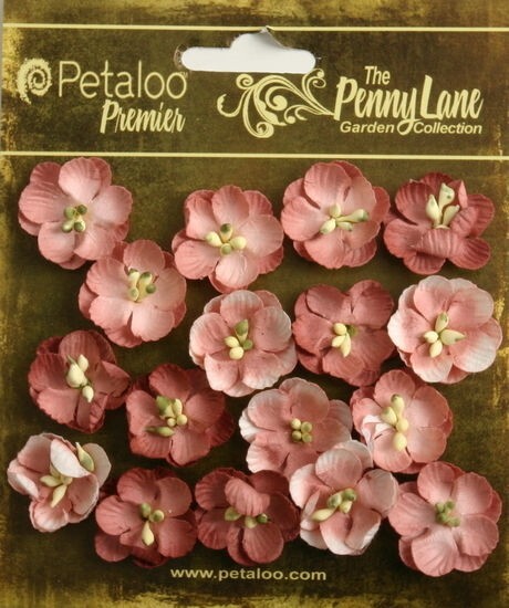 Forget Me Nots ANTIQUE ROSE 16 Paper Flowers 20mm across Penny Lane Petaloo XC