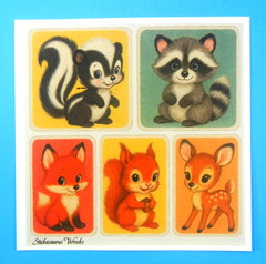 Woodland Animals Colorful Backgrounds Sticker Sheet Style 2