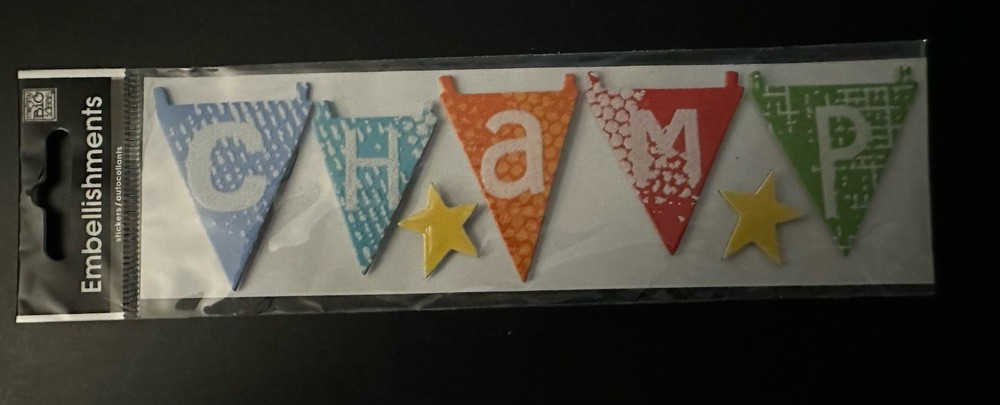 Big Idea SPORTS CHAMP BANNER Scrapbook Stickers Embelishments