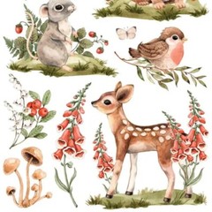 Mushroom Woodland Critter Stickers – 2 Sticker Sheets for Stationary & More