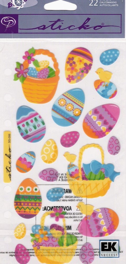 Vintage Sticko flat stickers SPRING SEASONAL EASTER EGGS 62626 FAST FREE ship!