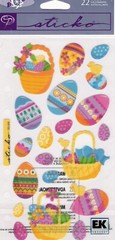 Vintage Sticko flat stickers SPRING SEASONAL EASTER EGGS 62626 FAST FREE ship!