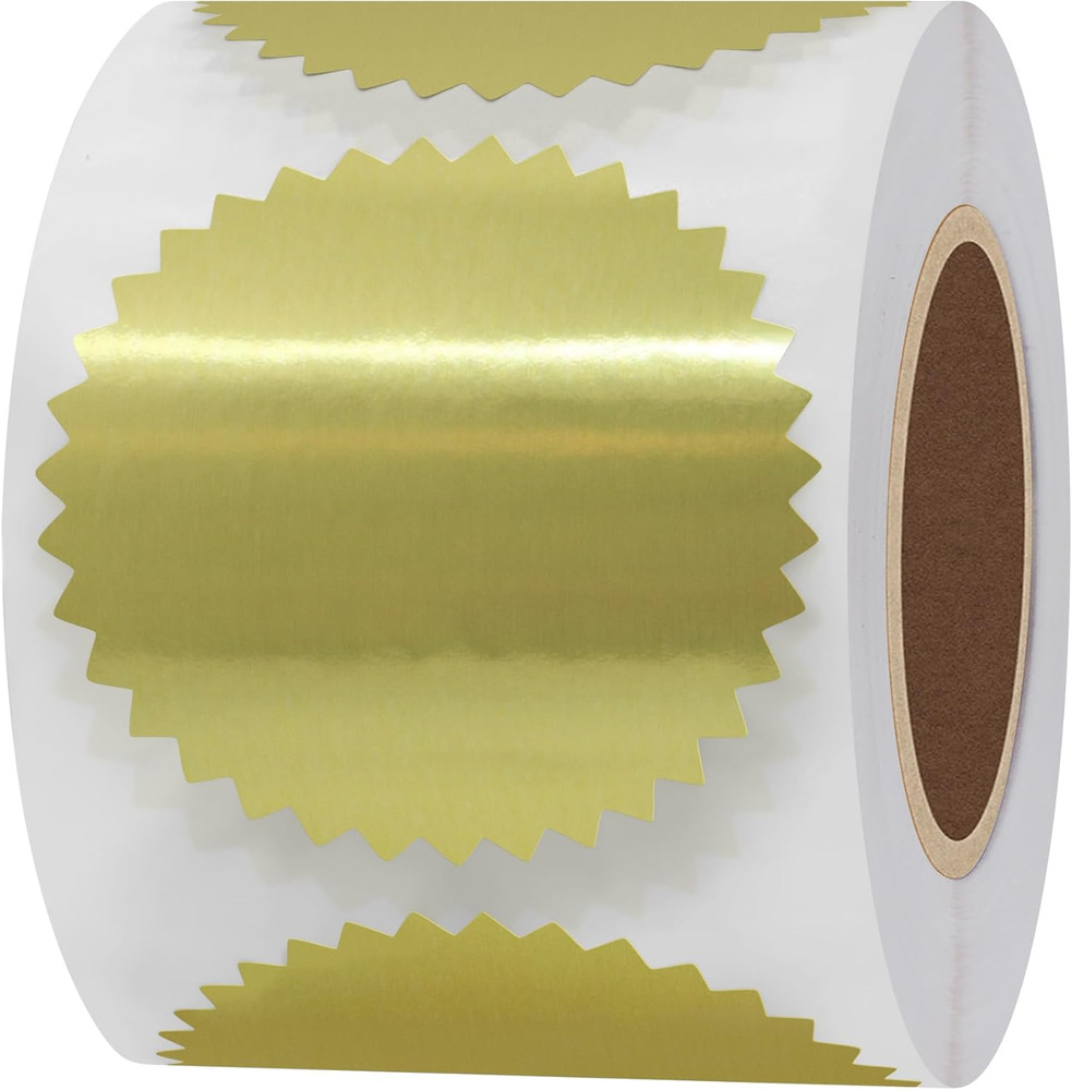300Pcs 2 Inch Bright Gold Metallic Certificate Sealing Labels with Serrated Edge