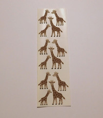 SandyLion Lot 1 Strip ~Fuzzy Giraffe Baby Giraffes DARK Brown~ Stickers READ