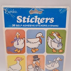 VTG Vintage Goose Stickers Eureka Paper Magic Group Geese White Ducks
