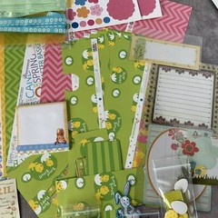 Scrapbook Embellishments SPRING EASTER Stickers Ribbon Eyelets Scraps USED