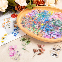 300Pcs Transparent Flower Stickers, Cute Vintage Floral Sticker for Scrapbooking