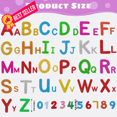 WSICSE 584Pcs Glitter Letter Stickers, 8 Colors 3D Self-Adhesive Multicolor