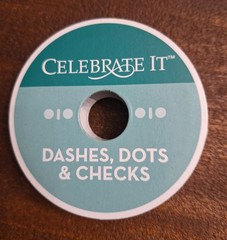 Celebrate It Dashes, Dots & Checks Ribbon-5/8 in by 3 yards-100% Polyester