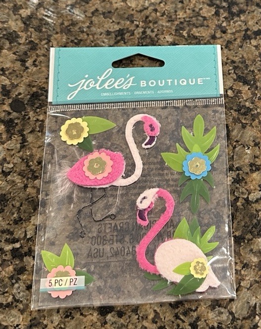 Jolee’s Boutique FLAMINGOS Dimensional Stickers Flowers Felt Sequins