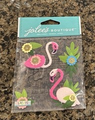 Jolee’s Boutique FLAMINGOS Dimensional Stickers Flowers Felt Sequins