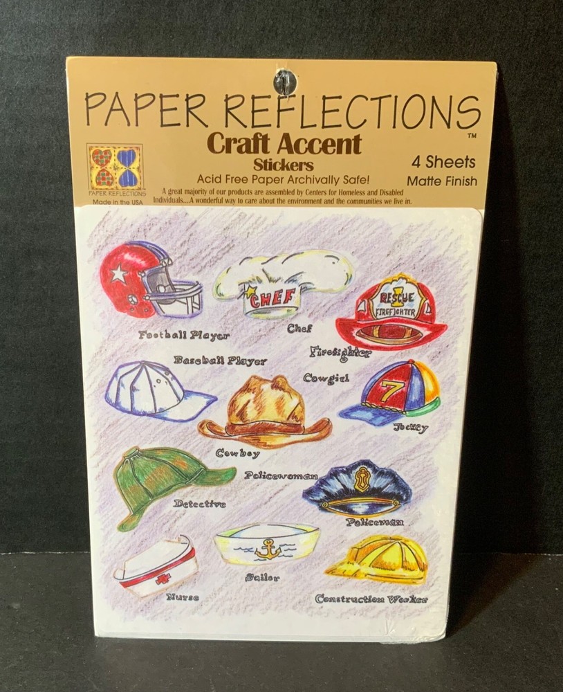 Paper Reflections Craft Accent Stickers NOS Hats DMD Industries Nurse Cowboy etc