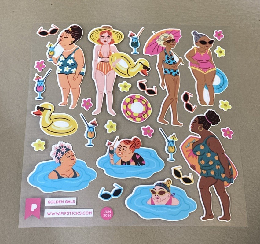 Pipsticks “Golden Gals” (June 2026) Sticker Sheet Pool Floats Summer Fun