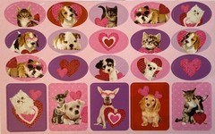 KITTEN & PUPPY VALENTINE Stickers(20pc)Love…Cat…Dog…Hearts…Holiday…Card Making…
