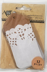 Momenta ART-C Embossed Doily Lace Kraft GIFT TAG Embellishments – 12 pcs