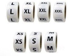 3,500Pcs. Clothing labels for T-shirt & more, 500/roll.XS,S,M,L,XL,XXL,XXXL.