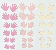 120 Baby Hands Paper Die Cuts 3 Sizes, 10 Colors, So Cute!
