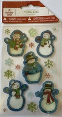 SNOWMAN EPOXY/VELLUM Stickers(18pc)Christmas~Snowflakes~Holiday~Glitter~Winter~
