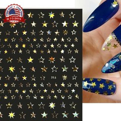 12 Sheets Star Nail Stickers,8 Colors Self-Adhesive 4th of July Nails Decals,Ind