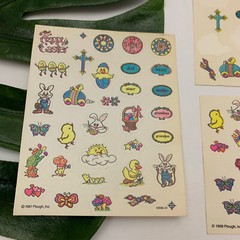 Vintage 80s Plough Inc Stickers Lot Easter Theme Eggs Chicks Bunny Floral Pastel