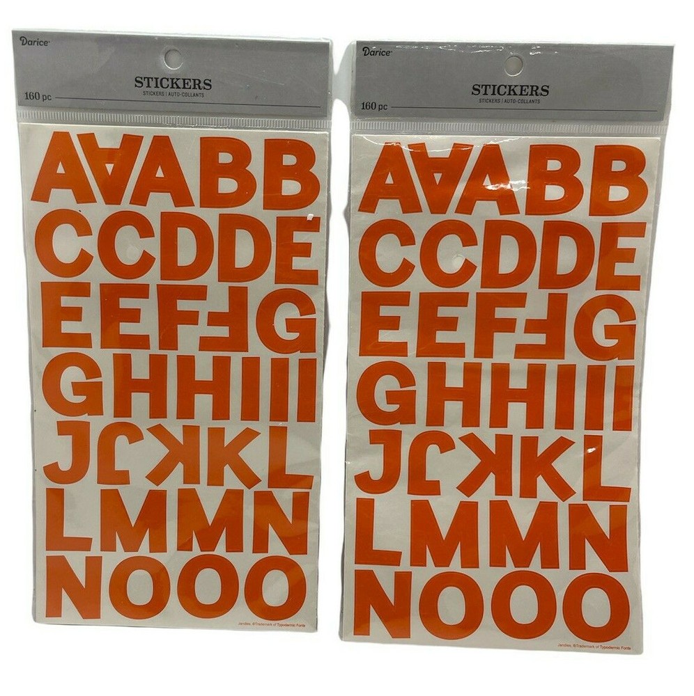 Darice Orange, Large Block Font Letter Stickers 160 pc Lot of 2