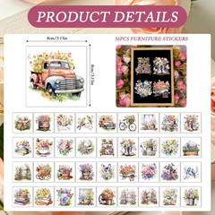 Flower Rub on Transfers for Crafts – 36 Pcs Vintage Spring Flower Rub on Transfe