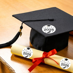 120Pcs Graduation Stickers, 1.6 Inch Self Adhesive Class of 2026 Stickers Label