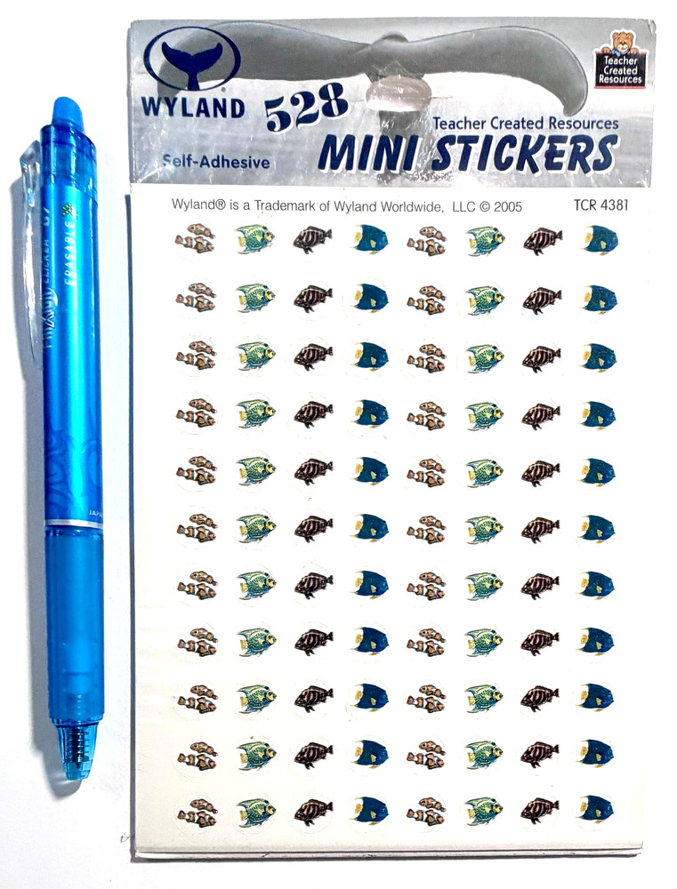 VTG Wyland Teacher Reward Stickers Scrapbooking Journal School Chart Fish