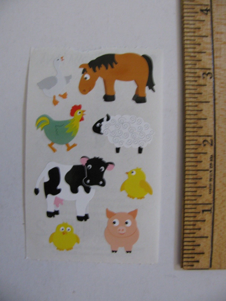 Mrs. Grossman’s Stickers CHUBBY FARM ANIMALS Horse Cow Pig Sheep 2″X3.25″ 1 Mod