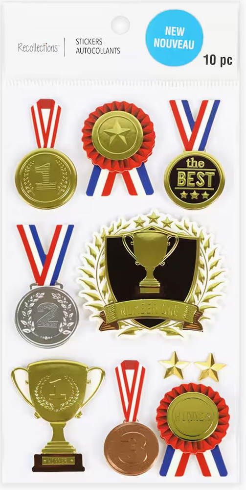 Medal Gold Silver Bronze Winner Best Number One Trophy Recollections Stickers