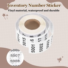 0.8×1.6″ Inventory Sticker, 2 Roll 4001-5000 & 5001-6000 Number Label 2000 Tags